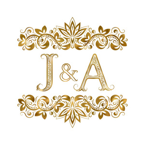 J 和一个老式的名字缩写标志符号。这些信件被包围装饰性元素。婚礼或业务伙伴会标在皇家风格