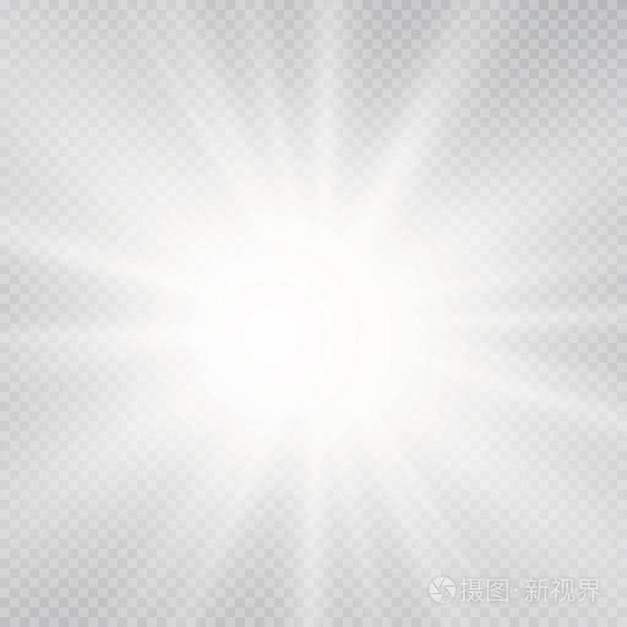 白色发光的光突发爆炸与透明.