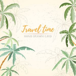 手工绘制的假期旅行卡