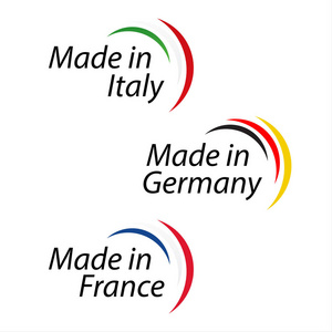 简单的逻各斯意大利制造 制造在德国和法国，制造意大利语 德语和法语颜色矢量标志