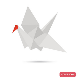 折纸鹤颜色平面图标 web 和移动设计