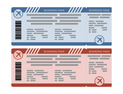 矢量图的登机牌孤立在白色背景上
