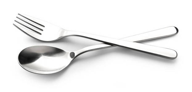 叉子和勺子上白