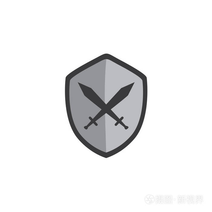 交叉的双剑盾平图标上