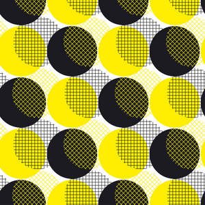 黄色波普黄色圆几何无缝模式矢量插图表面设计用于打印和 web.