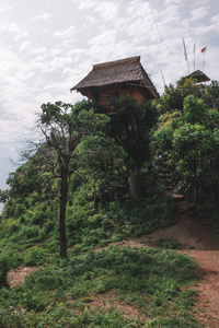 在热带山地上的竹屋