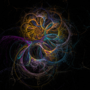 计算机生成的分形抽象的发光螺旋隧道