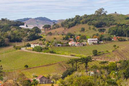 村庄和冬季，淡水河谷 dos Vinhedos 谷葡萄园