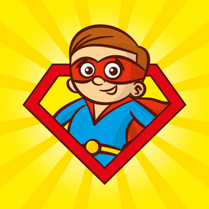 超级英雄性格男人标志，波普艺术背景