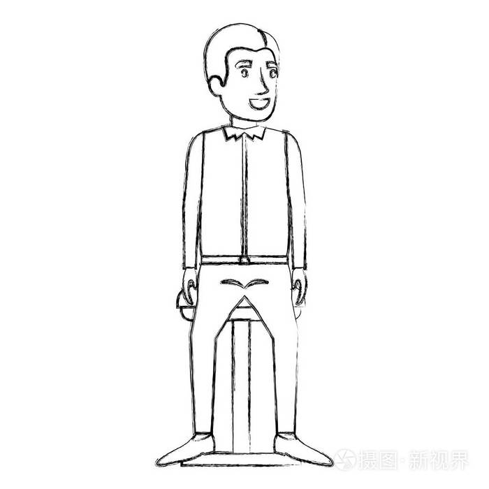 模糊的轮廓的休闲衣服和身边的人分开了头发和坐在椅子上插画-正版