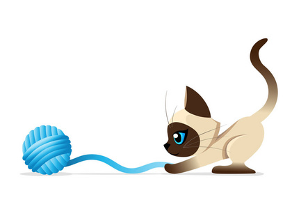 淘宝天猫手机端页面暹罗猫用蓬松参差不齐的白色背景上的蓝眼睛可爱的