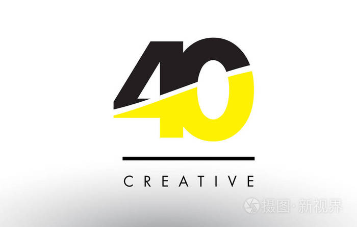 40黑色和黄色数字标志设计