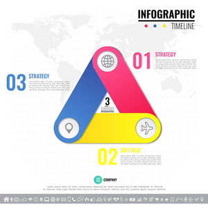 矢量 3 步骤 选项或循环图 图 演示文稿和图标集图的过程中的几何信息图表设计模板