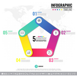 矢量 5 步骤 选项或循环图 图 演示文稿和图标集图的过程中的几何信息图表设计模板