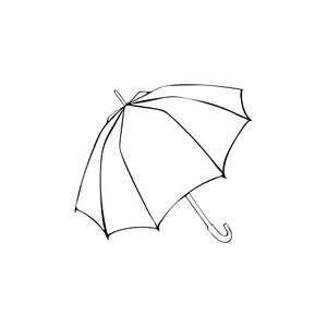 打开伞素描.矢量手 drawnillustration.孤立在白色背景上的黑色元素.