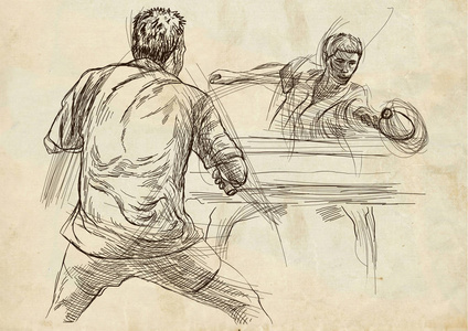 体育,乒乓球,乒乓球.手绘,线条艺术图片照片