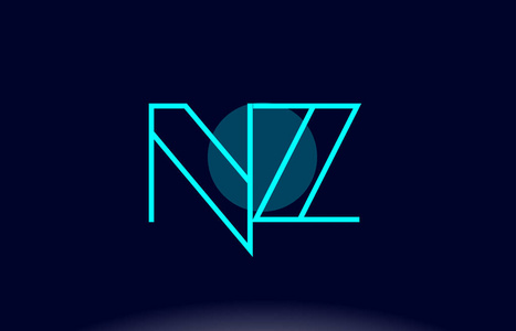 nz n z 蓝线圆字母表字母标志图标模板 vecto照片