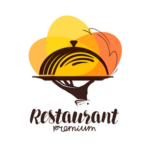 餐厅的标志。图标或符号设计菜单餐馆 食堂或咖啡厅。刻字矢量图