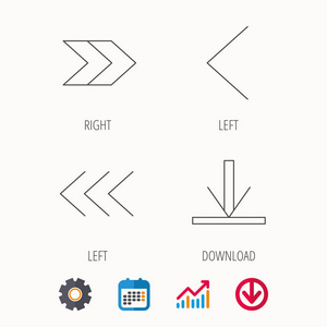 箭头图标。下载，左和右的迹象