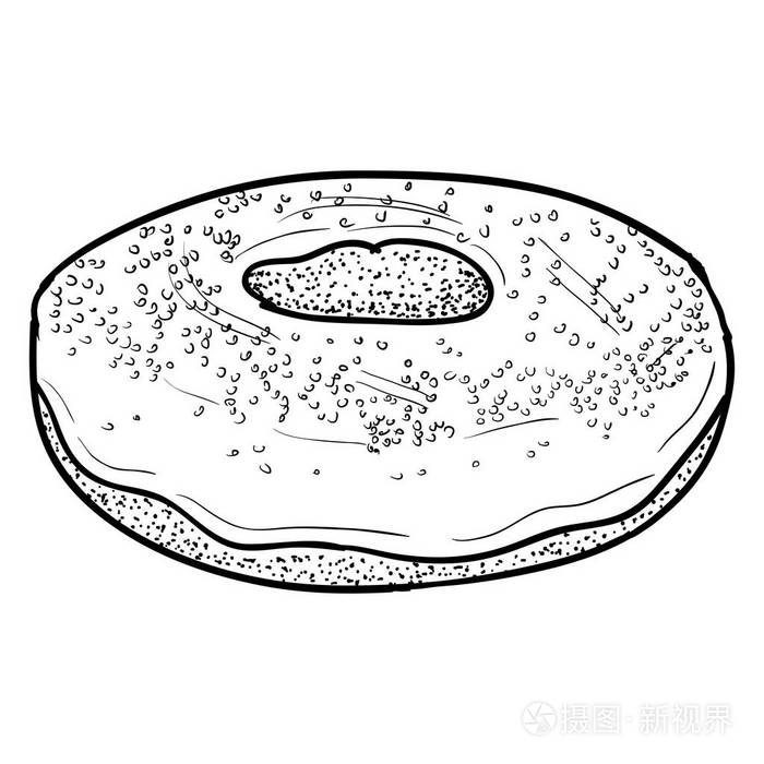 孤立的甜甜圈素描