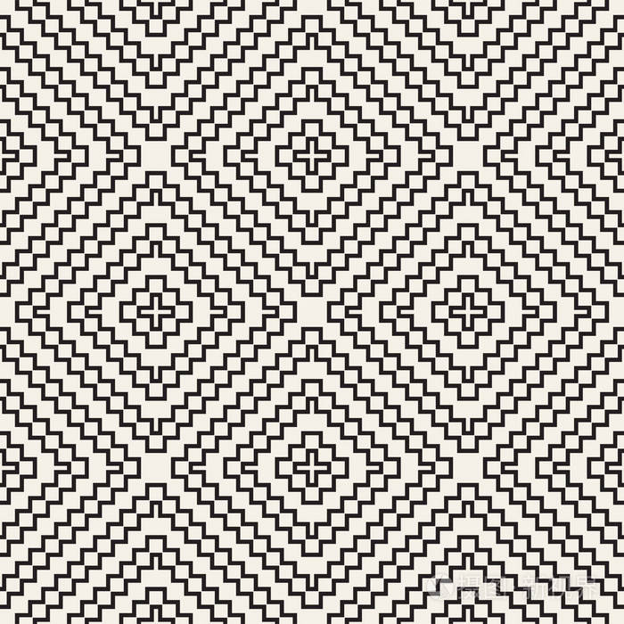 无缝花纹图案.反复的格子.对称的几何抽象壁纸.格子民族图案.矢量图