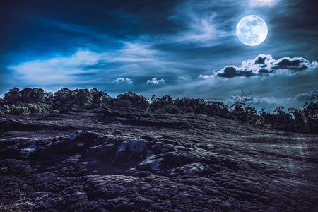 景观的夜空的满月，宁静自然背景