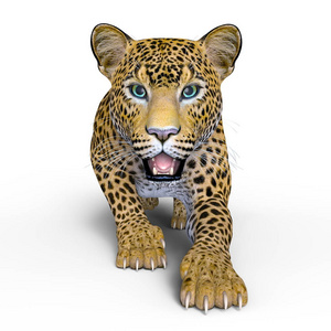 一只豹的 3d cg 渲染。