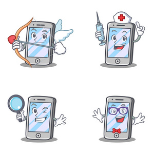 设置的 iphone 字符与护士放大极客丘比特