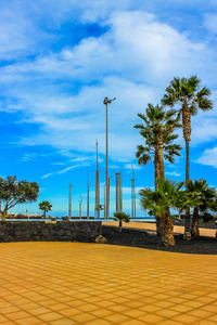 Lanzarote海滩，非洲沿海大西洋加那利群岛上的西班牙岛屿