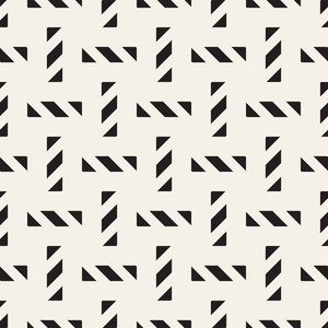 剖面线矢量无缝的几何图案。越过图形矩形背景。方格的图案。无缝的黑色和白色纹理的剖面线。格子简单的织物打印