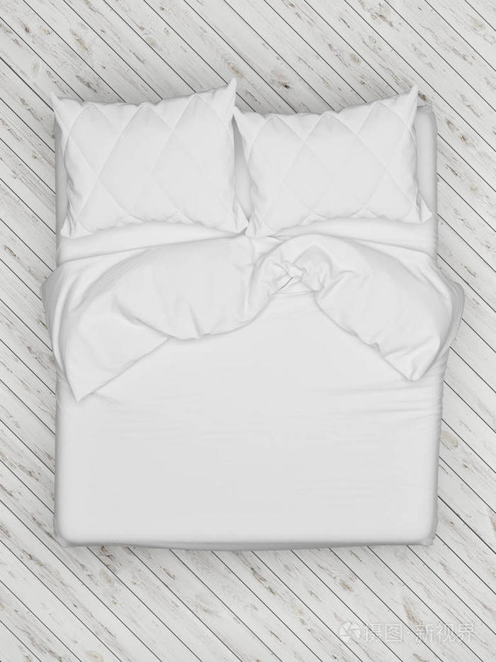 白色的床上白色的木制地板,斯堪的纳维亚设计