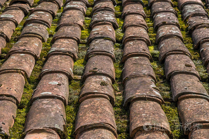 红砖瓦屋顶纹理有用作为背景