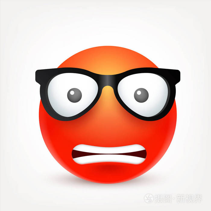 红红的脸蛋和情绪.面部表情.3d 的真实表情.悲伤 快乐 愤怒的脸.