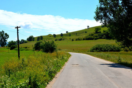 在特兰西瓦尼亚，罗马尼亚平原典型农村景观