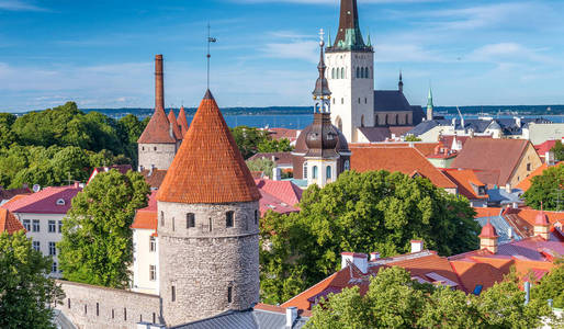 美丽的中世纪建筑的塔林，爱沙尼亚