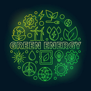 绿色能源大纲色彩丰富的插画