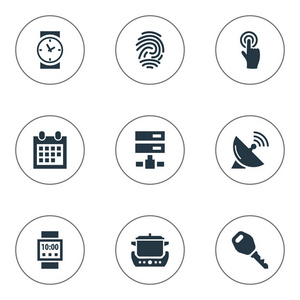 厨师和时钟矢量图组的简单因特网图标.