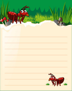 具有两个红蚂蚁纸模板
