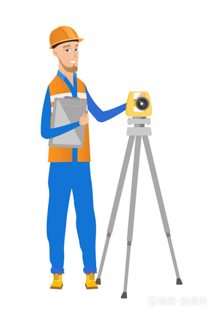 白种人验船师生成器使用经纬仪插画-正版商用图片0yvgeo-摄图新视界