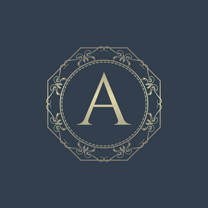 a字母logo设计豪华的标志.书法图案典雅的装饰元素.
