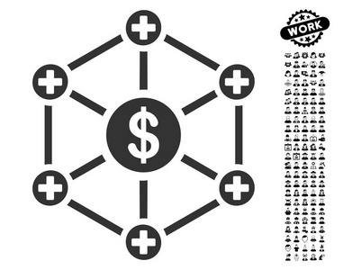 金融医疗网络图标与男子奖金