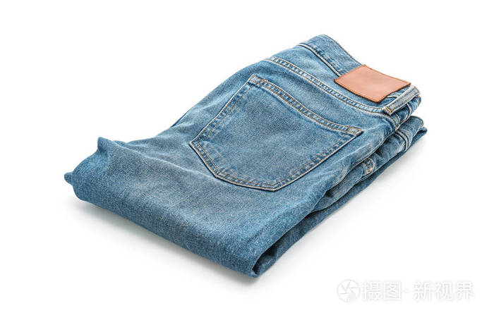 白底蓝色牛仔裤