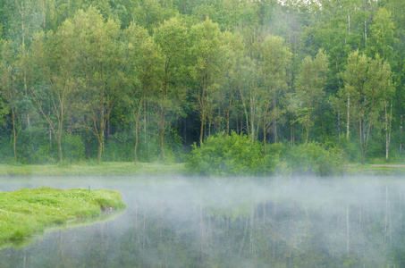 水蒸发在湖中的水的蒸发现象照片
