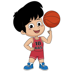 孩子在玩 basketball.vector 和插图