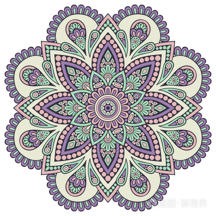 曼陀罗花.老式的装饰元素.东方模式,矢量图.