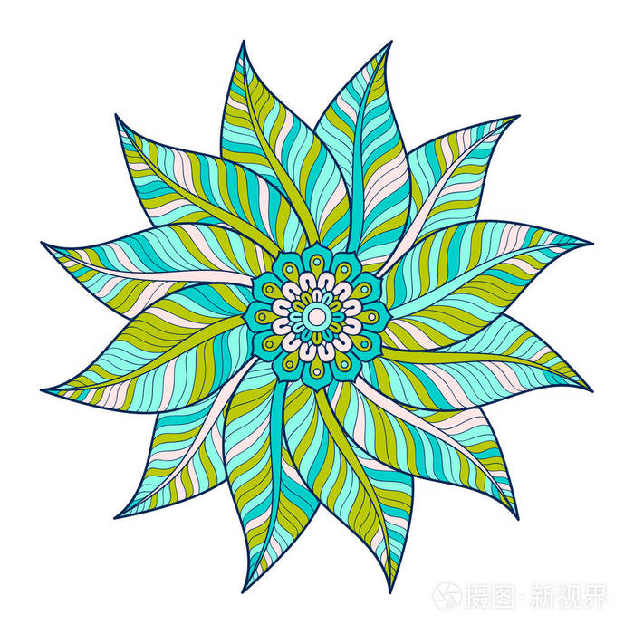 曼陀罗花.老式的装饰元素.东方模式,矢量图.