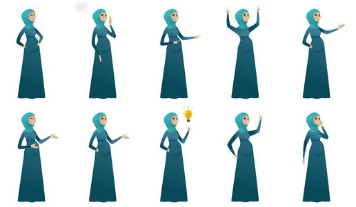 穆斯林的孕妇矢量插图集