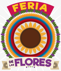 用丝带为哥伦比亚节日的鲜花，五颜六色 Silleta 矢量图