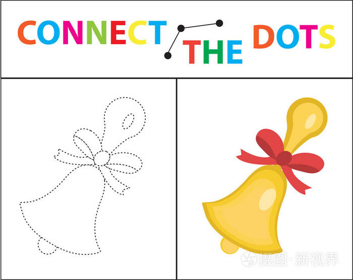 儿童的教育游戏运动技能.连接点图片.学龄的儿童.圆上的虚线和油漆.