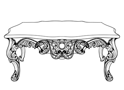 帝国的巴洛克式控制台表。法国奢侈品雕刻的装饰装饰表家具。矢量的维多利亚皇家风格